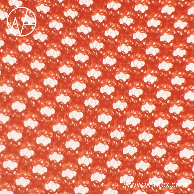 Orange polyester lycra stretch butterfly mesh fabric